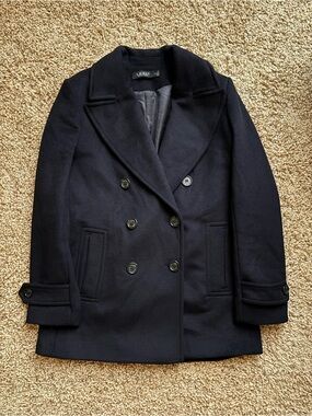 Lauren Ralph Lauren Double-Breasted Peacoat in Navy